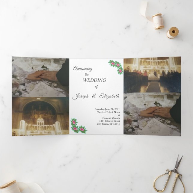 Customisable Photo Floral Wedding Invitation (Inside)