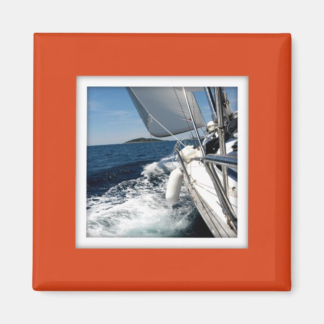 Customisable Photo Frame Dark Orange Magnet (Front)