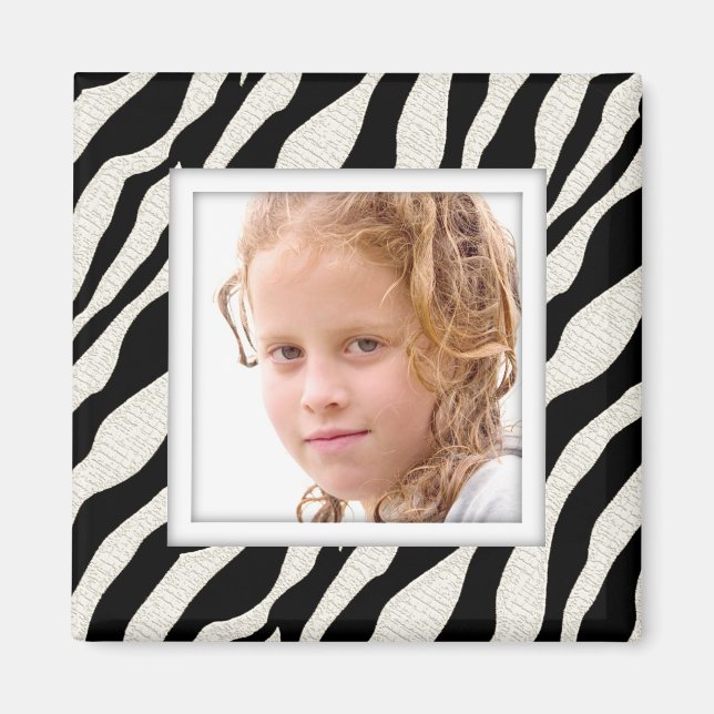 Customisable Photo Frame Zebra Print Magnet (Front)