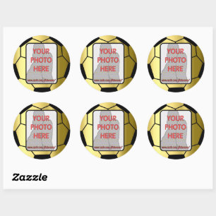 Customisable photo golden soccer ball stickers