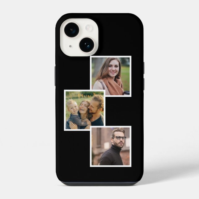 Customisable Photo Grid Simple Design iPhone Case (Back)