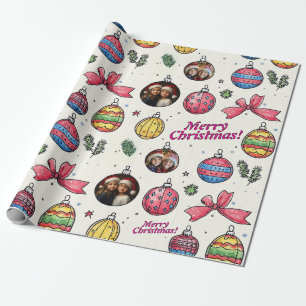 Customisable Photo Hand Drawn Festive Wrapping Paper