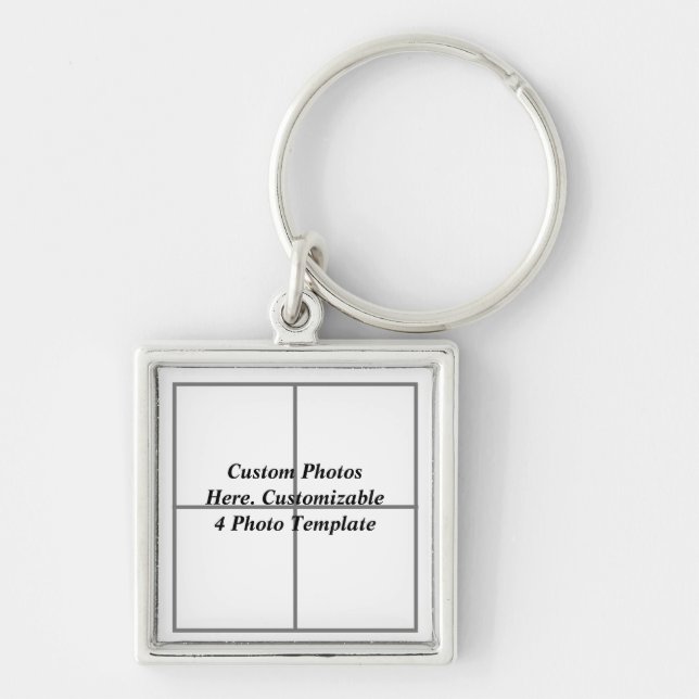 Customisable photo keychains, 4 Photo Template Key Ring (Front)