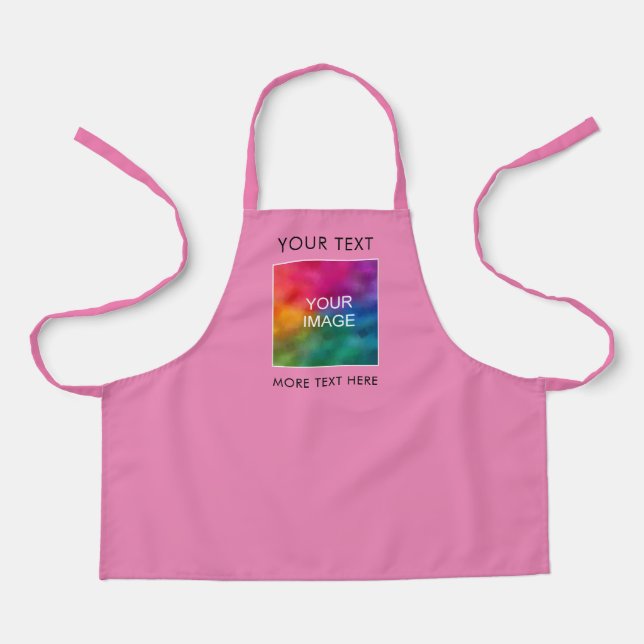 Customisable Photo Logo Template Pink Kids Girls Apron (Front)