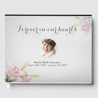 Customisable Photo Memorial Lilies Guest Book