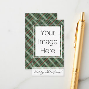 Customisable Photo Merry Christmas Plaid Enclosure Card