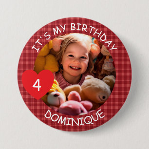 Customisable Photo, Name And Age Birthday Button