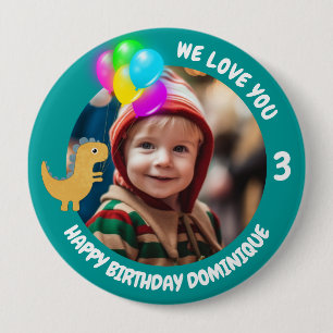 Customisable Photo, Name And Age Birthday Button