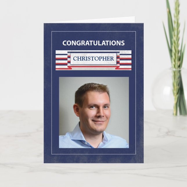 Customisable Photo, Name Fire Fighter Graduate Card (Front)