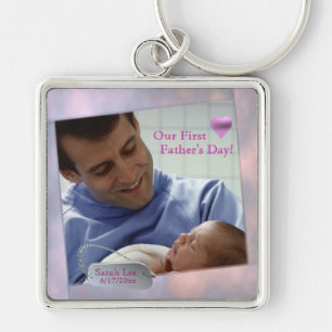 Customisable Photo Our First Fathers Day Key Chain
