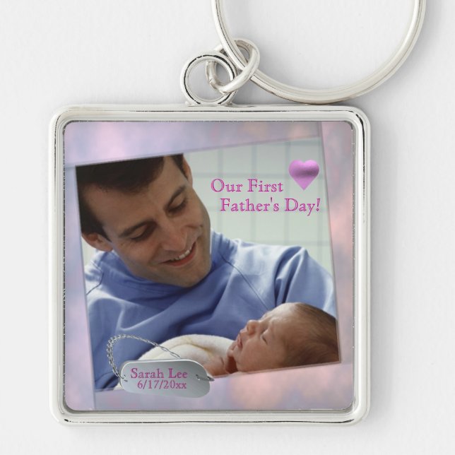 Customisable Photo Our First Fathers Day Key Chain (Front)