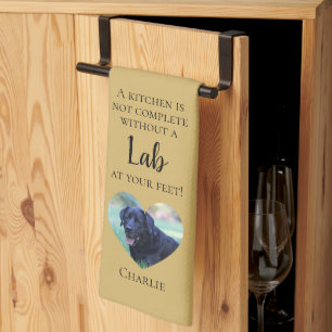 Customisable Photo & Pet Name Lab Golden Honey Tea Towel