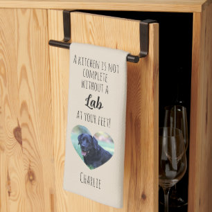 Customisable Photo & Pet Name Labrador Retriever Tea Towel