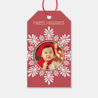 Customisable photo Red Gift Tags