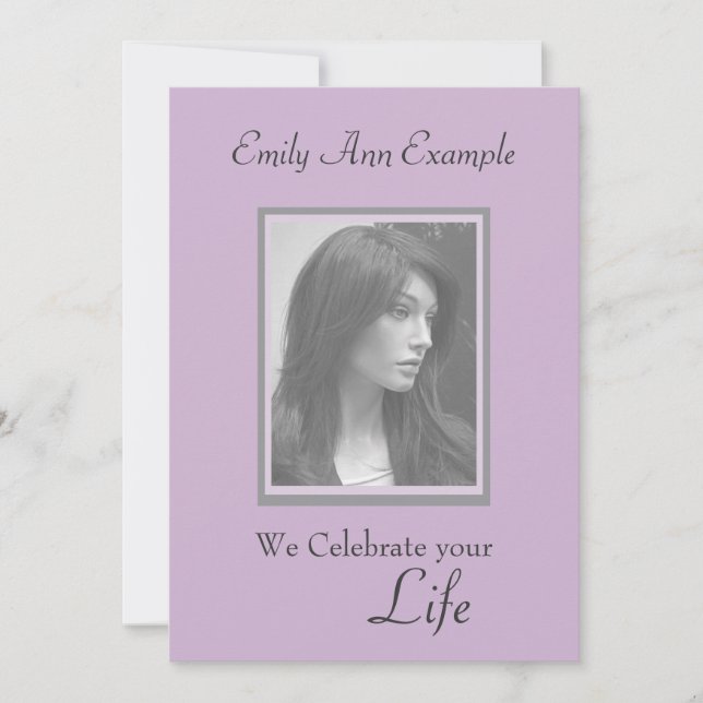 Customisable Photo Remembrance / Funeral Invitation (Front)