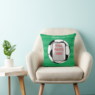 Customisable photo soccer ball cushion