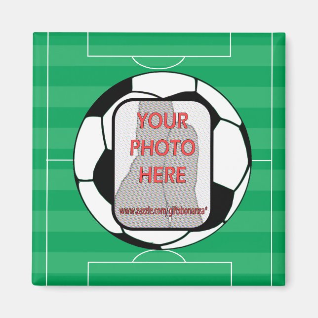 Customisable photo soccer ball magnet (Front)