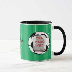 Customisable photo soccer ball mug