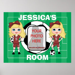 Customisable photo soccer girl room posters