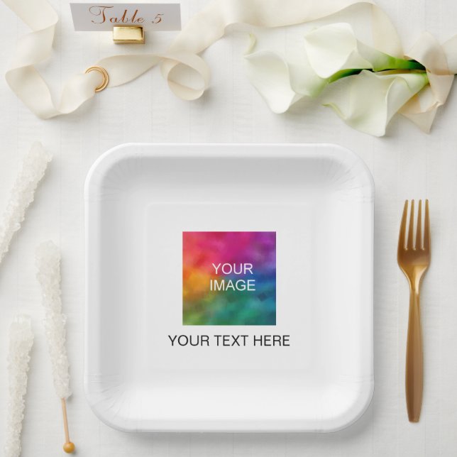 Customisable Photo Text Event Party Baby Shower Paper Plate (Wedding)