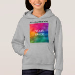 Customisable Photo Text Template Kids Girls<br><div class="desc">Customisable Add Your Photo Text Image Template Kids Girls Light Steel Pullover Hoodie.</div>