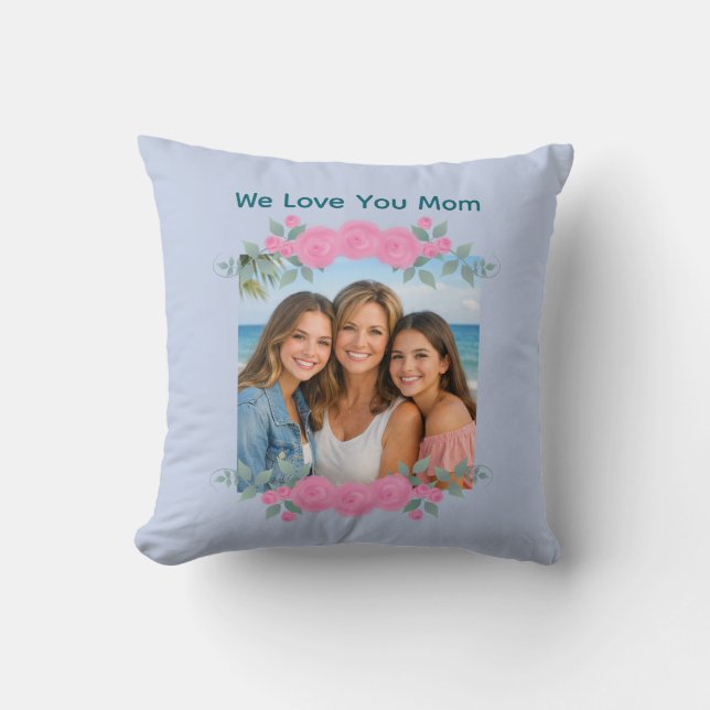 Customisable Photo Throw Pillow Roses (Front)