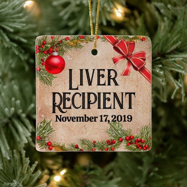 Customisable Photo Transplant Recipient Christmas  Ceramic Ornament (Tree)