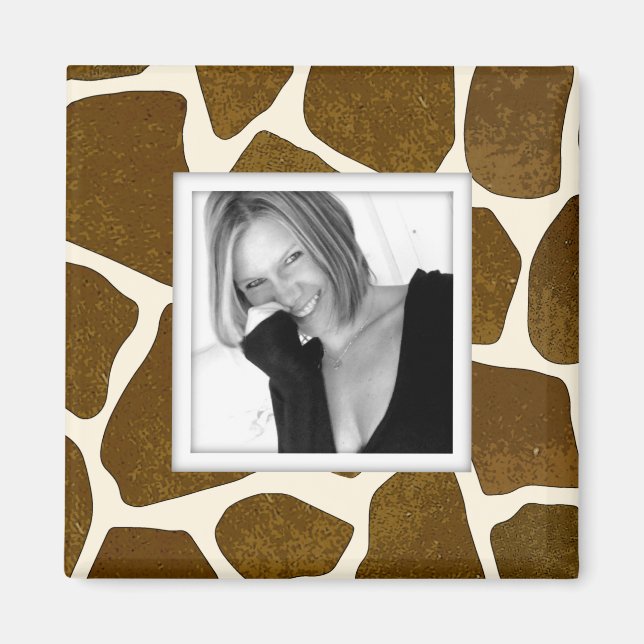 Customisable Photo Upload Giraffe Print Magnet (Front)
