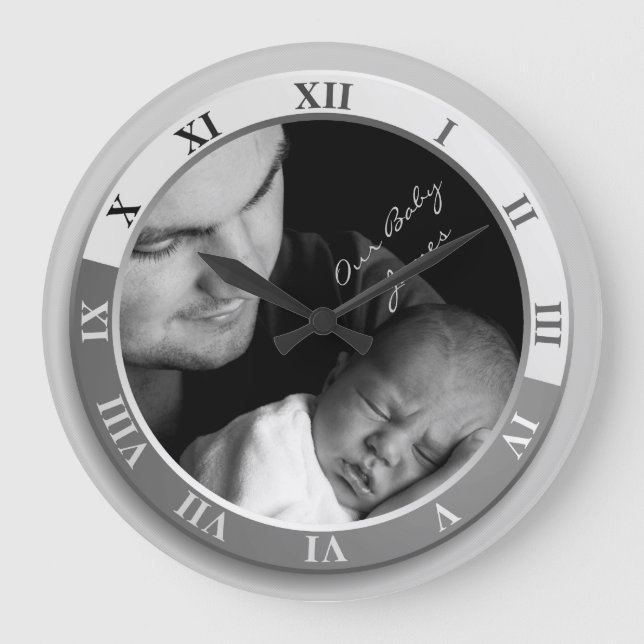 Customisable Photograph Clock Silver Roman Numeral (Front)