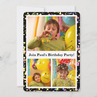 Customisable Photos Confetti Design Birthday Party Invitation