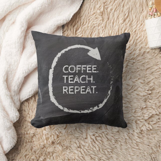 Customisable Phrase Coffee Teach Repeat Cushion (Blanket)