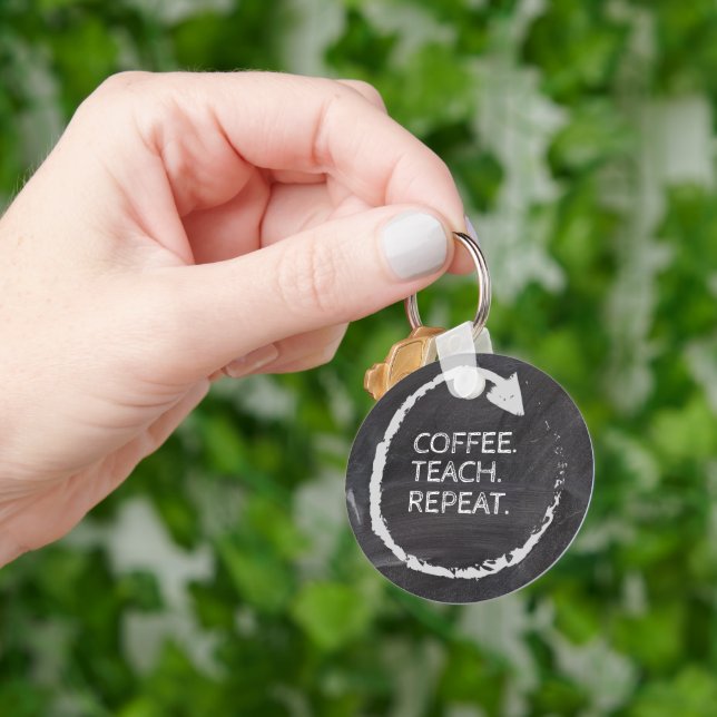 Customisable Phrase Coffee Teach Repeat Key Ring (Hand)