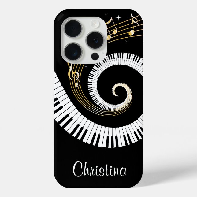Customisable Piano Keys and Gold Music Notes Case-Mate iPhone Case (Back)