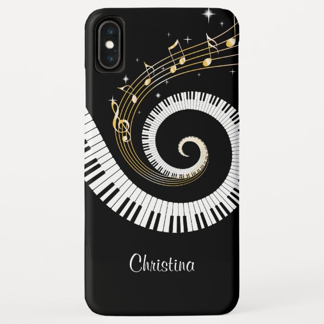Customisable Piano Keys and Gold Music Notes Case-Mate iPhone Case (Back)