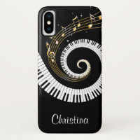 Customisable Piano Keys and Gold Music Notes