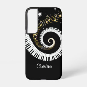 Customisable Piano Keys and Gold Music Notes iphon Samsung Galaxy Case