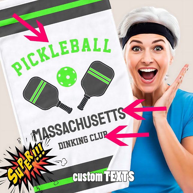 Customisable pickleball hand towel (Customizable pickleball hand towel - lime green charcoal)
