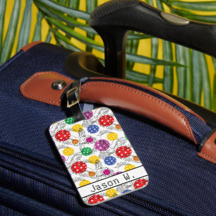 Customisable Pickleball with 🦜parrots, white Luggage Tag