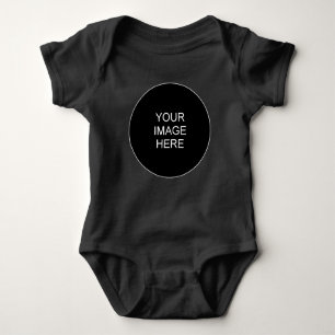 Customisable Picture Add Text Jersey Black Unisex Baby Bodysuit