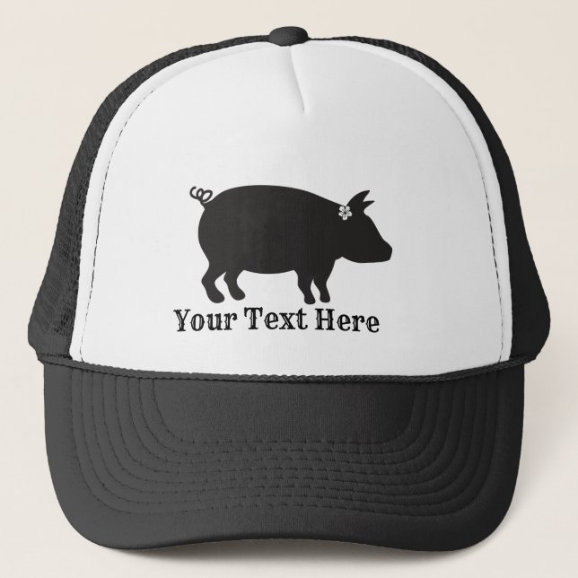 Customisable Pig With Bow Hog Farming Trucker Hat (Front)