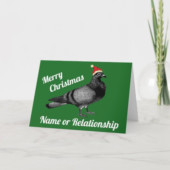 Customisable pigeon Christmas Holiday Card (Front)