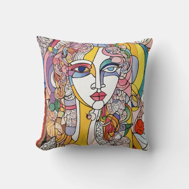 Customisable Pillow: Picasso-Inspired Abstract  Cushion (Front)