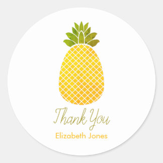 Customisable Pineapple Thank You Classic Round Sticker