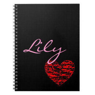 Customisable Pink Abstract Crackle Heart Notebook