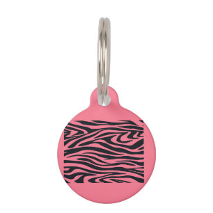 Customisable Pink and Black Zebra Animal Print Pet Tag