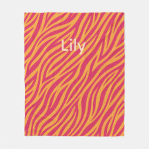 customisable pink and orange zebra striped blanket