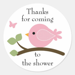 Customisable pink bird round sticker