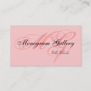 Customisable Pink Black Monogram Business Card