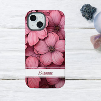 Customisable Pink Blossom Floral Flower iPhone 15 Case
