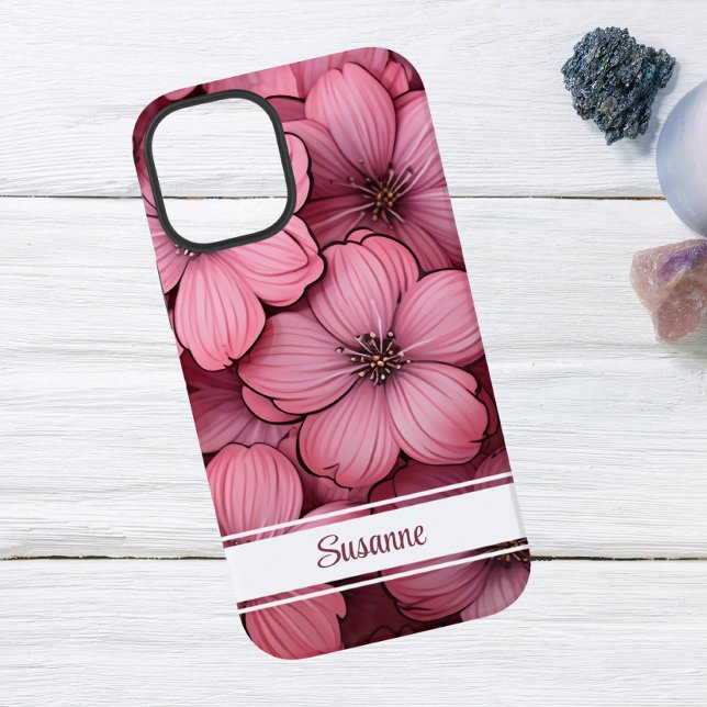Customisable Pink Blossom Floral iPhone 12 Case (Creator Uploaded)